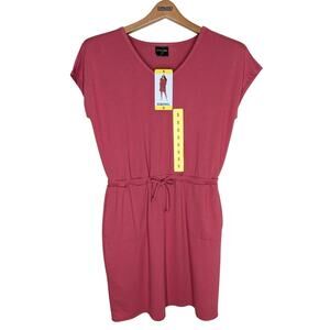 32 Degrees Cool Women's Crew Neck Short Sleeve Dress, Garnet Rose, Size Small
